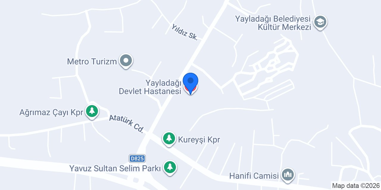 Yayladağı Devlet Hastanesi konumu