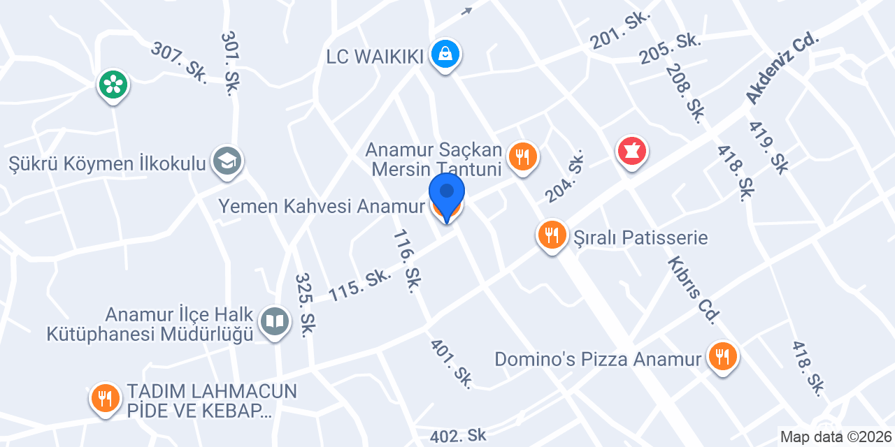 Yemen Kahvesi Anamur konumu