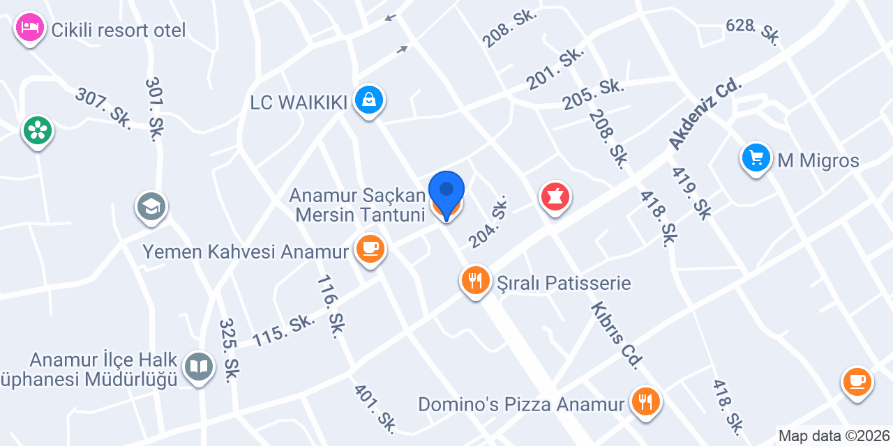 Anamur Saçkan Mersin Tantuni konumu