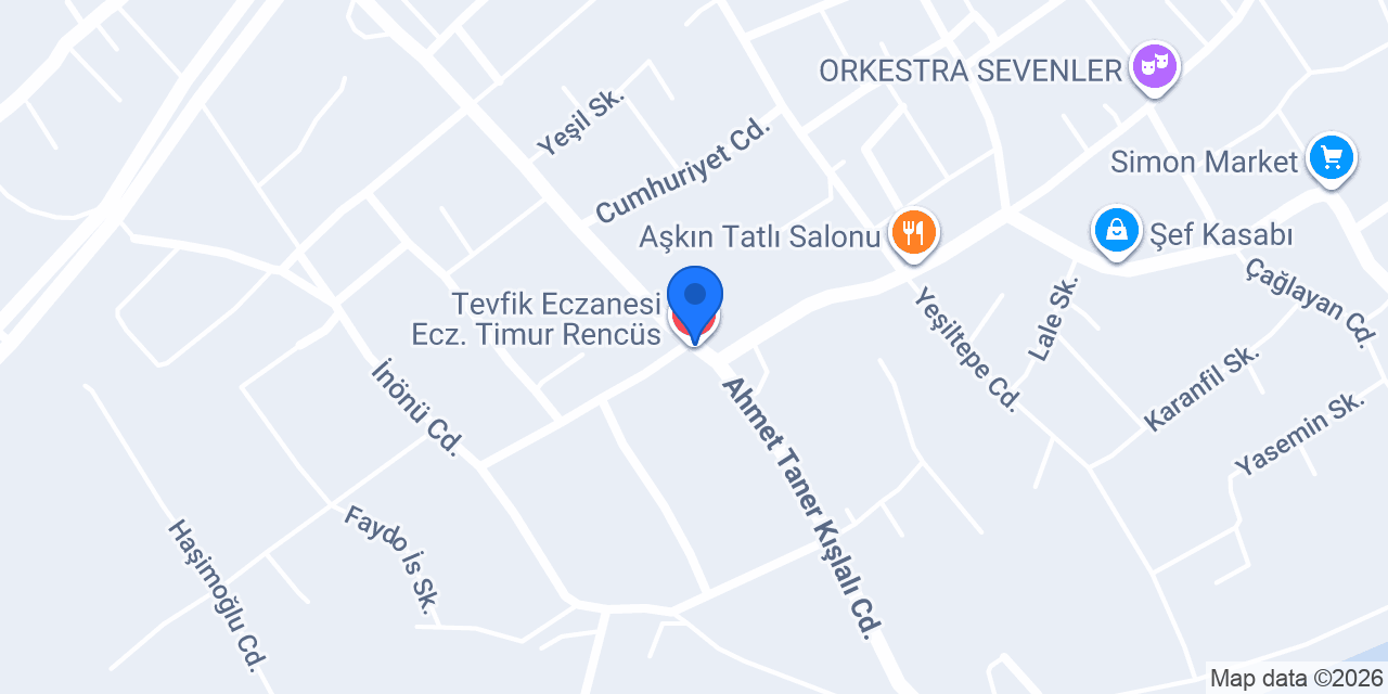 Tevfik Eczanesi Ecz. Timur Rencüs konumu