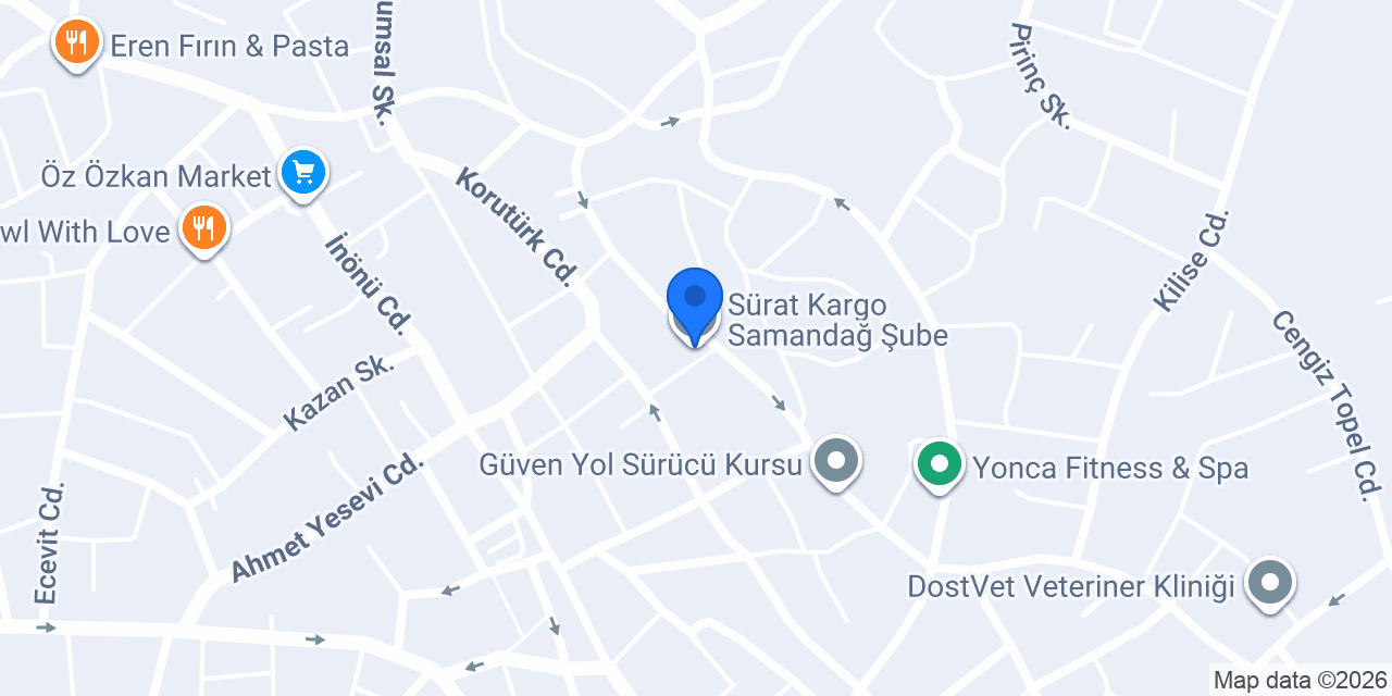 Sürat Kargo Samandağ Şube konumu