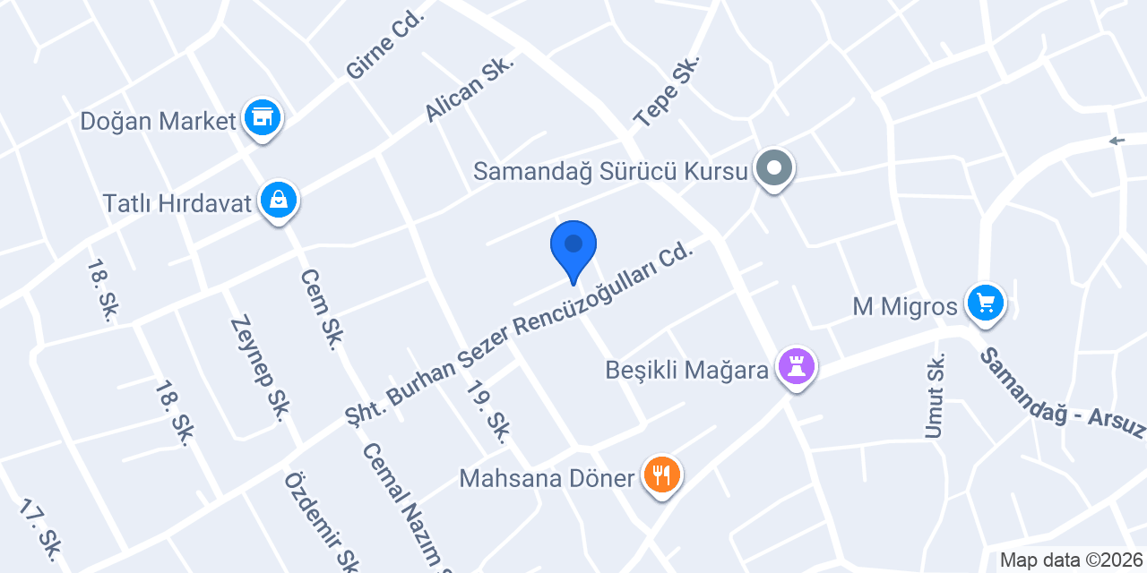 Samandağ Oto Kiralama konumu