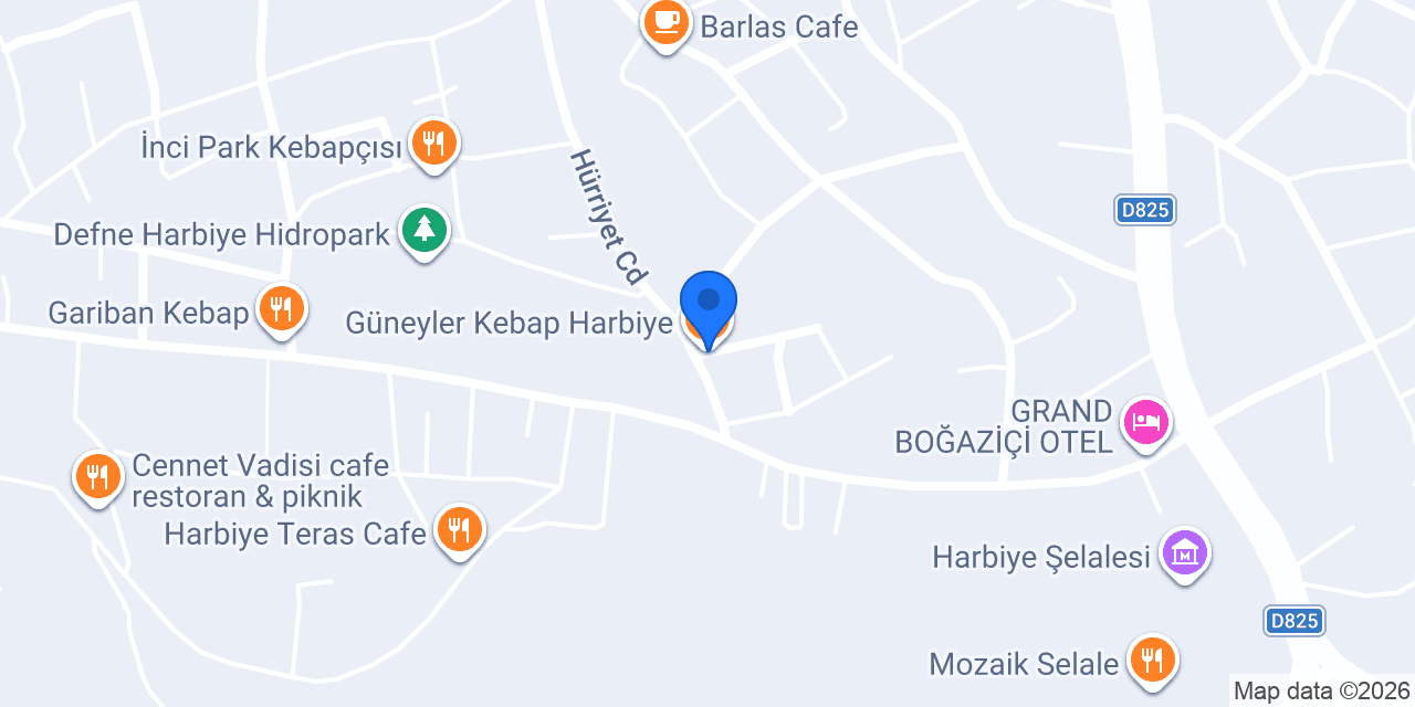 Güneyler Kebap Harbiye konumu