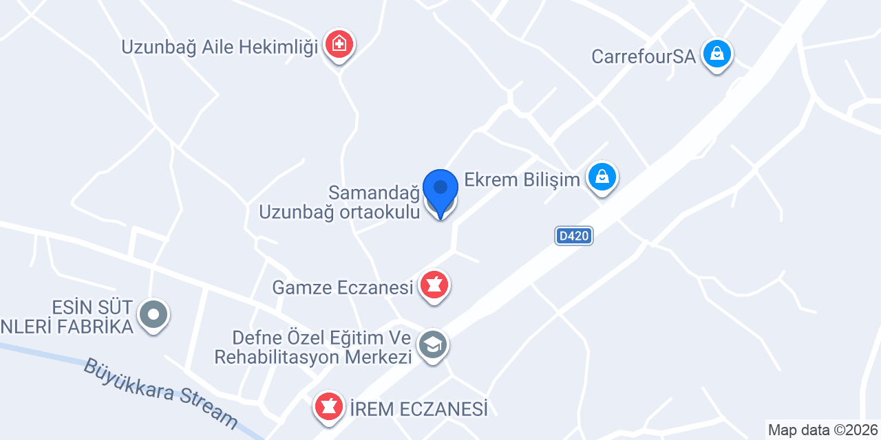 Samandağ Uzunbağ ortaokulu konumu