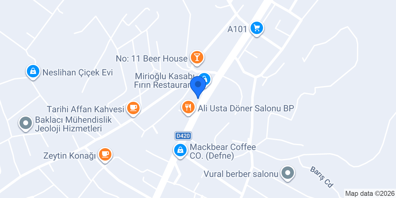 Defne Pastanesi Harbiye konumu