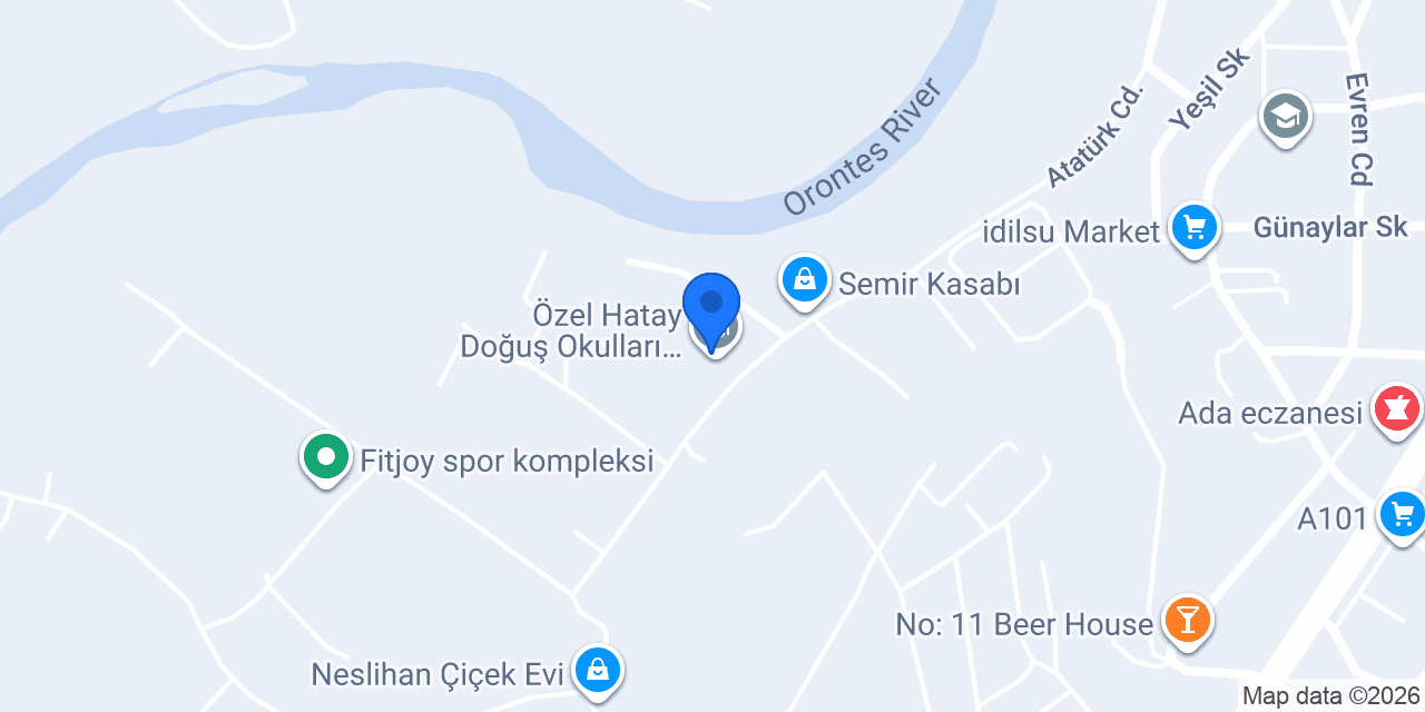 Özel Hatay Doğuş Okulları Aşağıokçular Kampüsü konumu