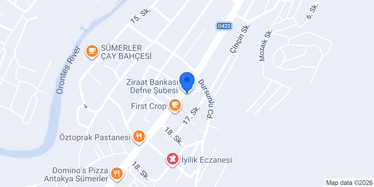 Ziraat Bankası Defne Şubesi konumu