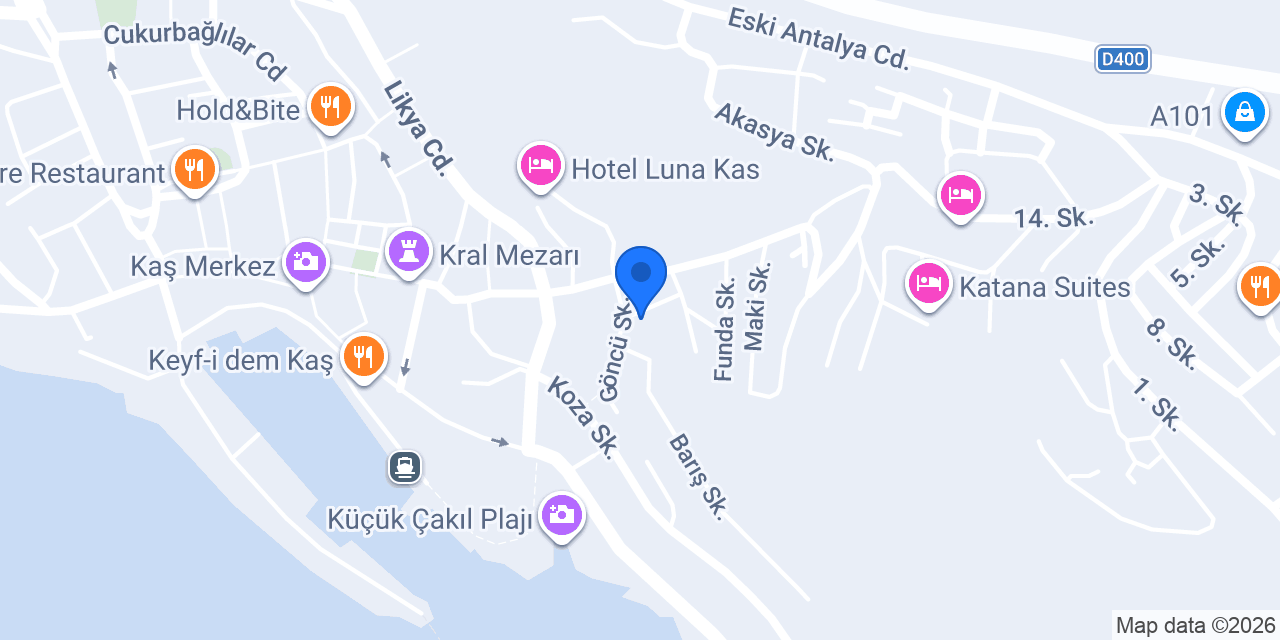 Naturel otel apart kaş konumu
