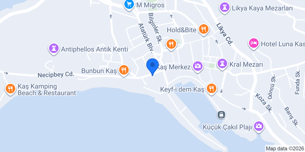 Kaş Alibaba Rent A car konumu