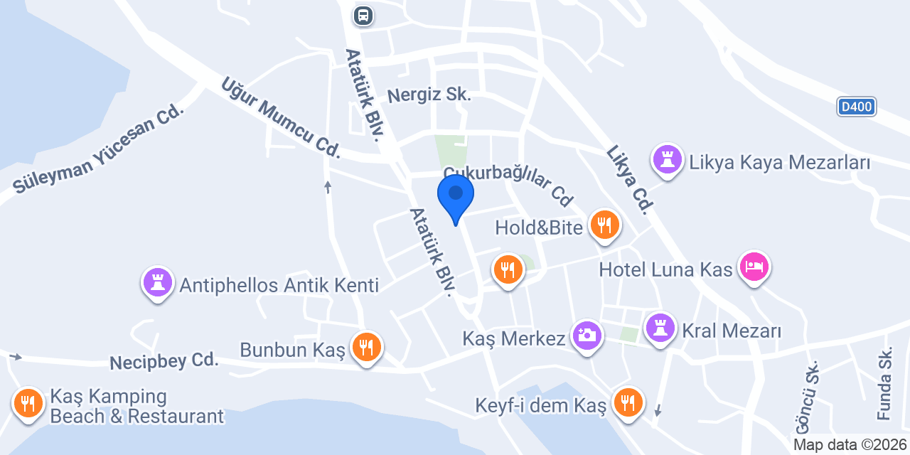 Kaş Bilgin Otel konumu
