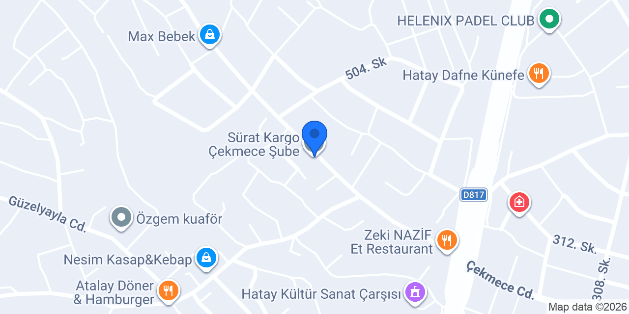 Sürat Kargo Çekmece Şube konumu