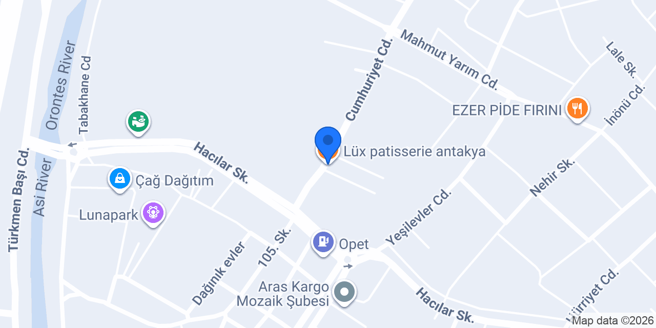 Lüx patisserie antakya konumu