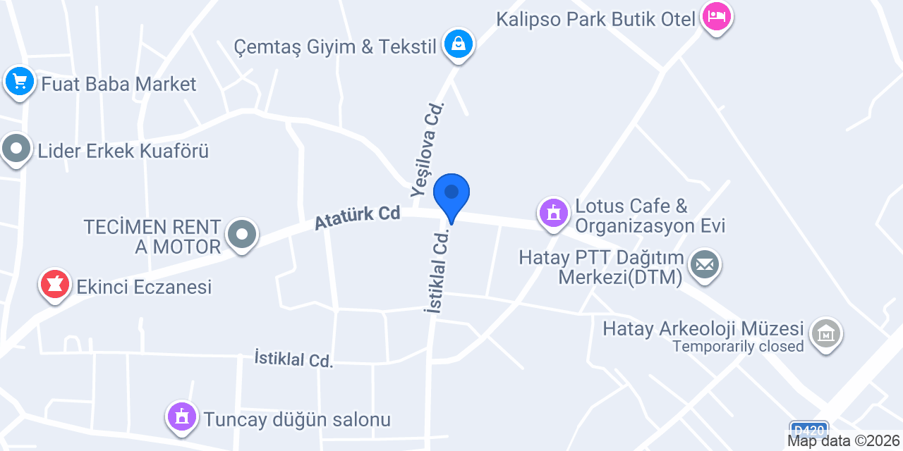 Hatay Havalimanı Araç Kiralama konumu