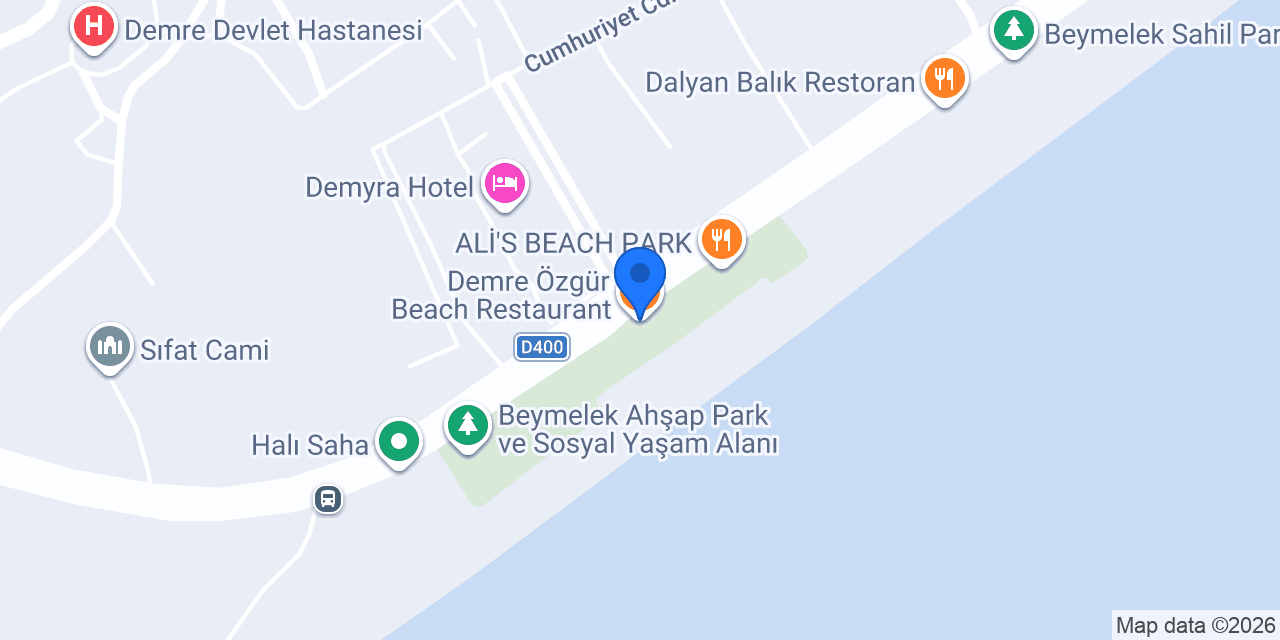 Demre Özgür Beach Restaurant konumu