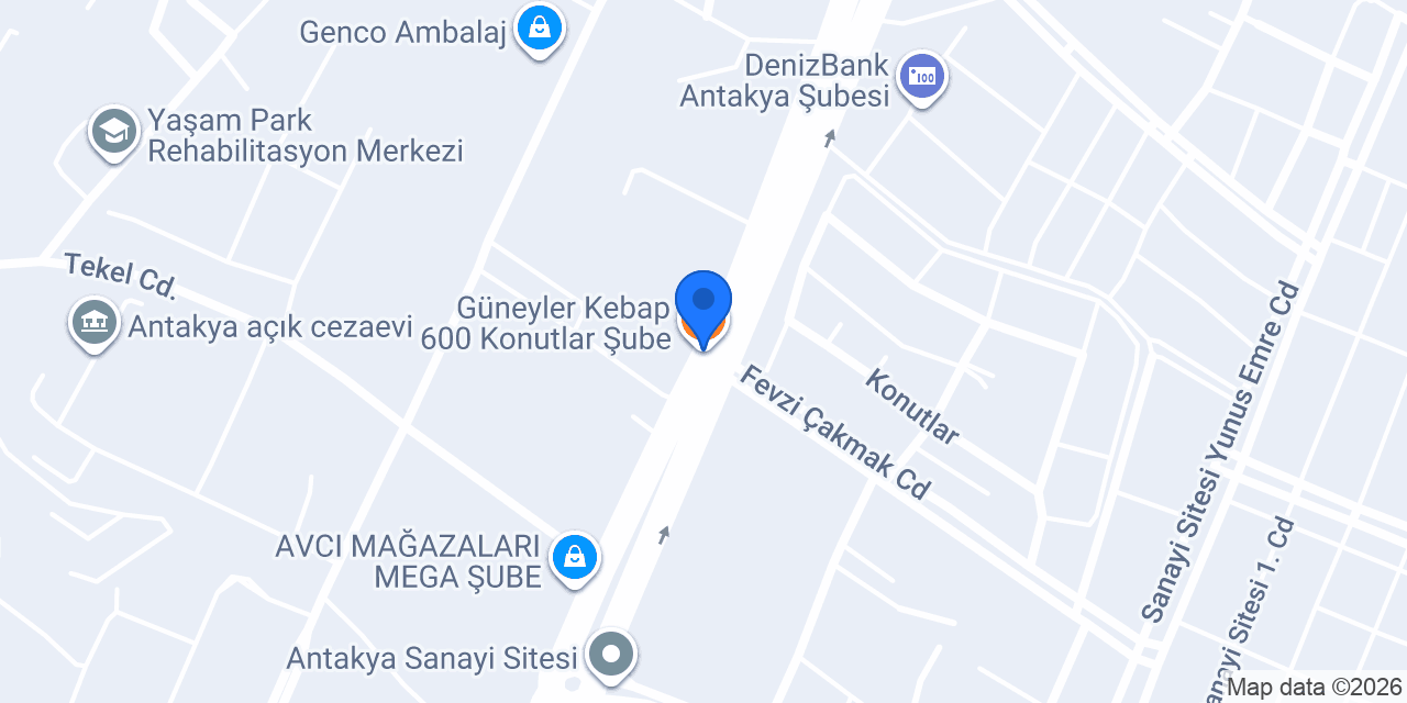 Güneyler Kebap 600 Konutlar Şube konumu