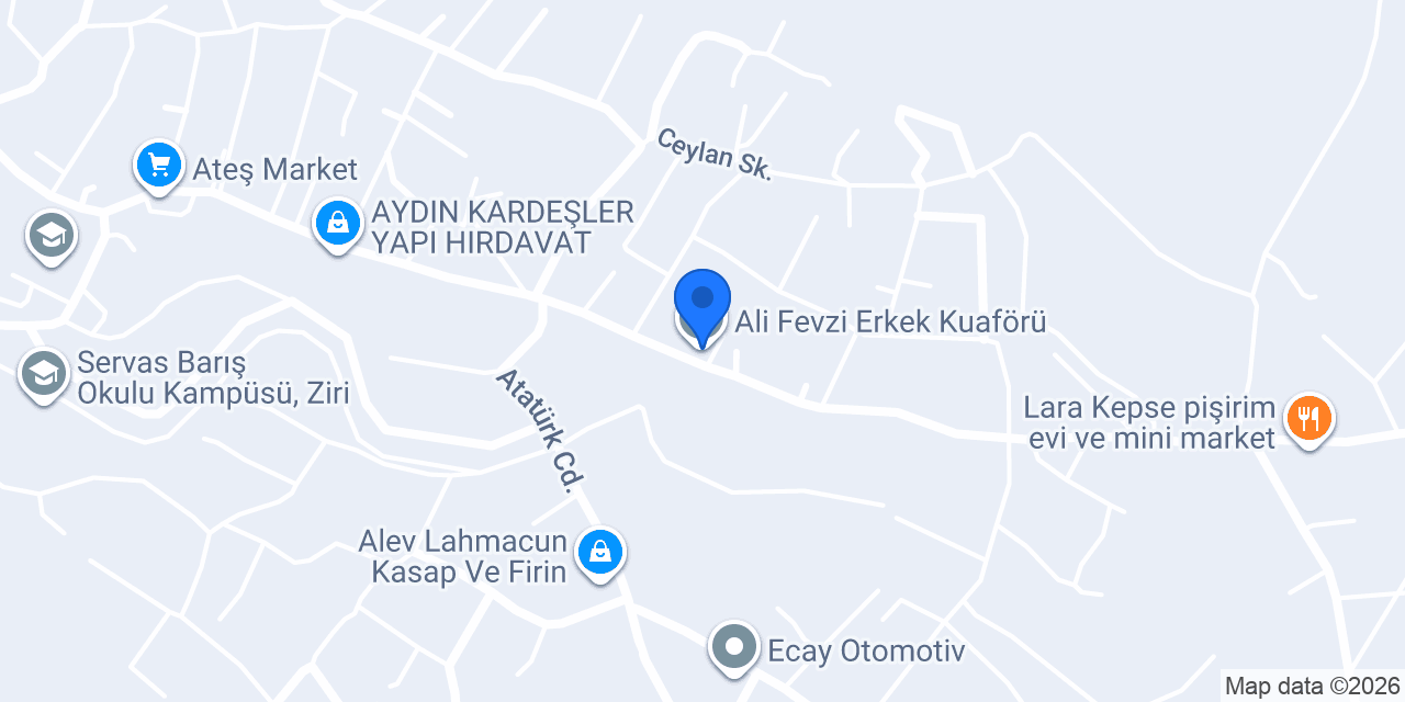 Ali Fevzi Erkek Kuaförü konumu