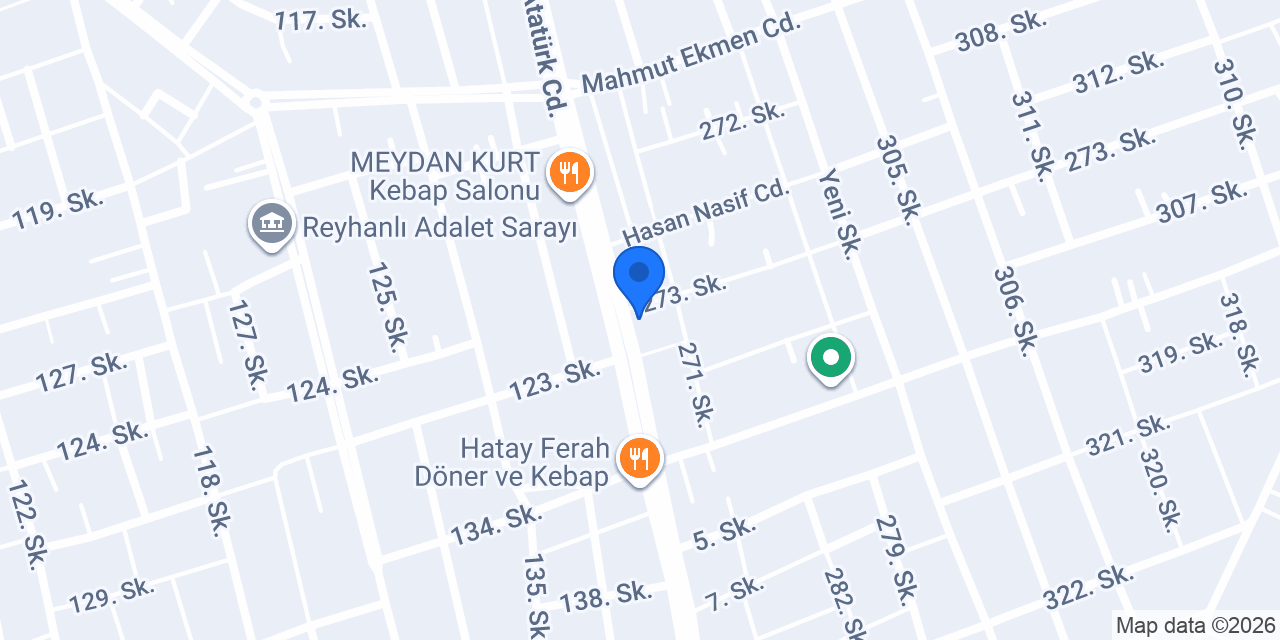 MERAM MOBİLYA REYHANLI konumu