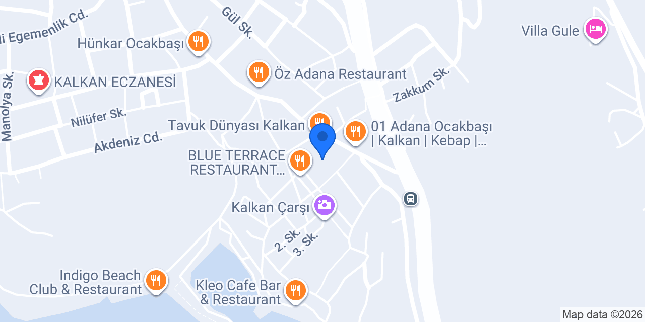 Kalkan Gül Pansiyon konumu