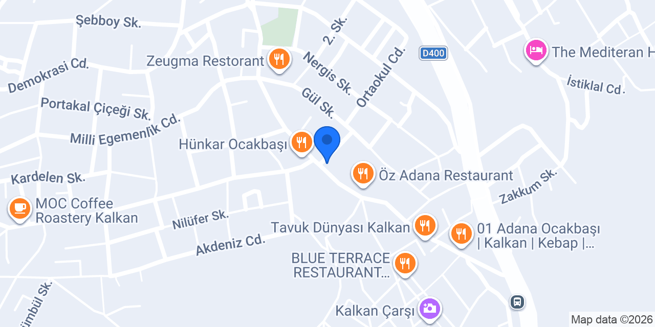 Yapı Kredi - Kalkan Şubesi konumu