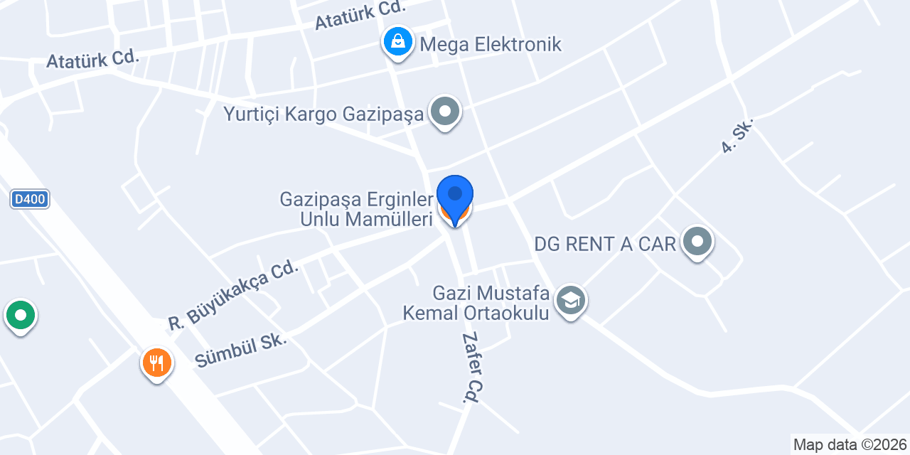 Gazipaşa Erginler Unlu Mamülleri konumu