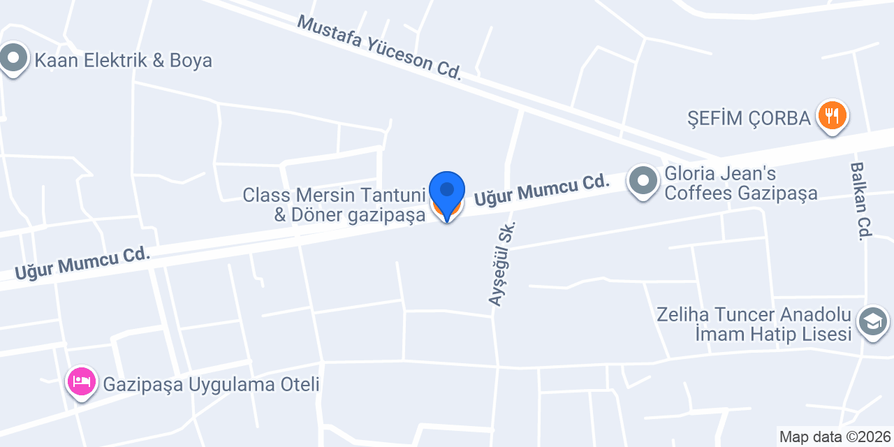 Class Mersin Tantuni & Döner gazipaşa konumu