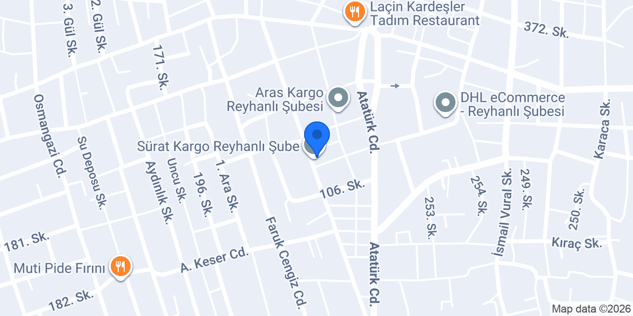 Sürat Kargo Reyhanlı Şube konumu