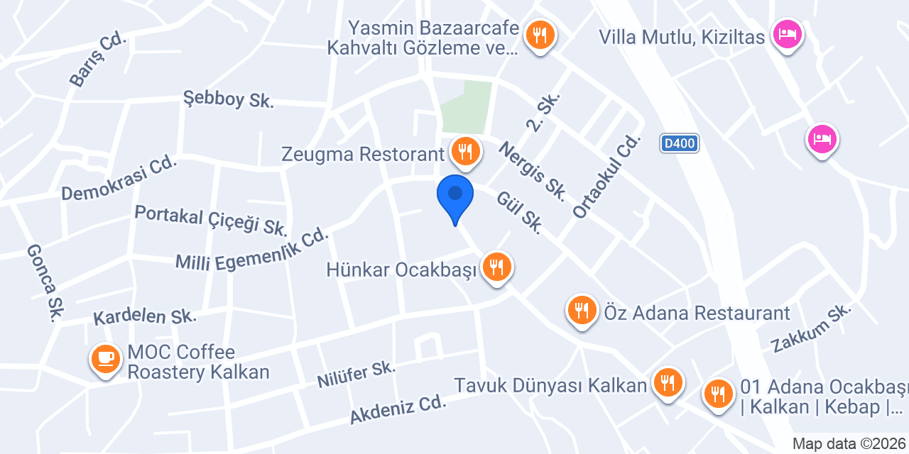Bizim Fırın Kalkan konumu