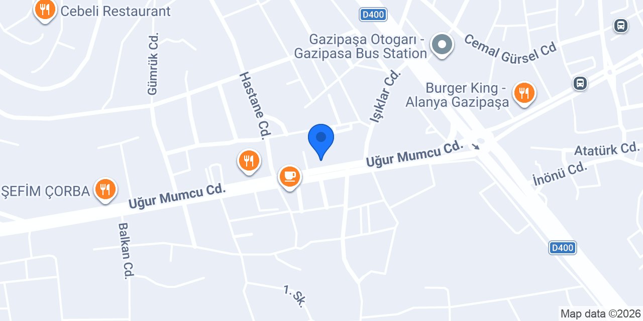 Gazipaşa İlçe Halk Kütüphanesi konumu