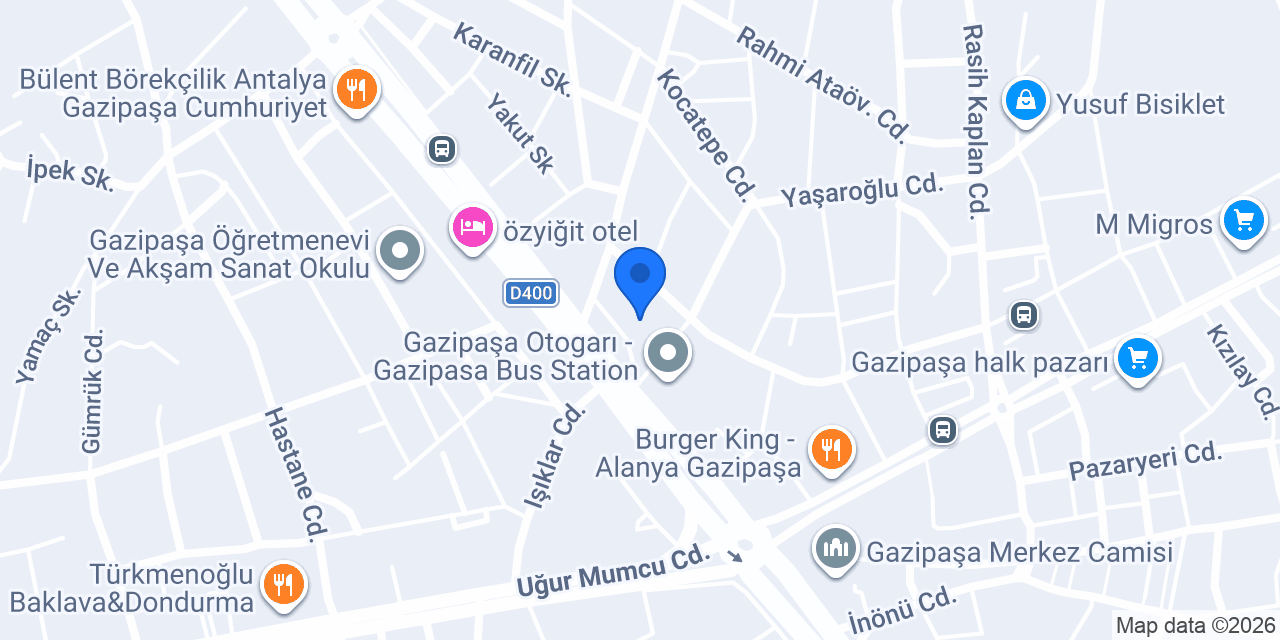 Gazipaşa İş Elbiseleri konumu