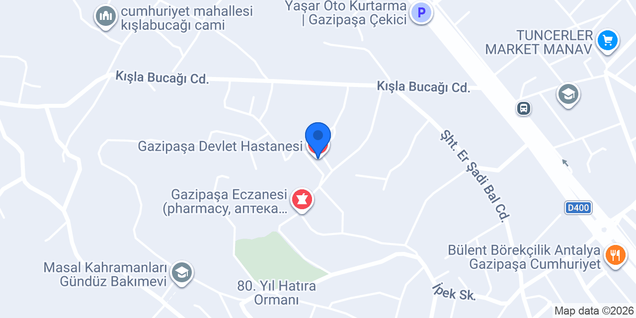 Gazipaşa Devlet Hastanesi konumu