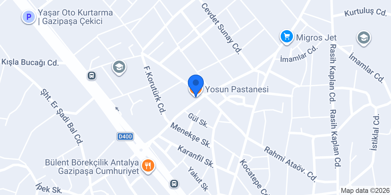 Yosun Pastanesi konumu