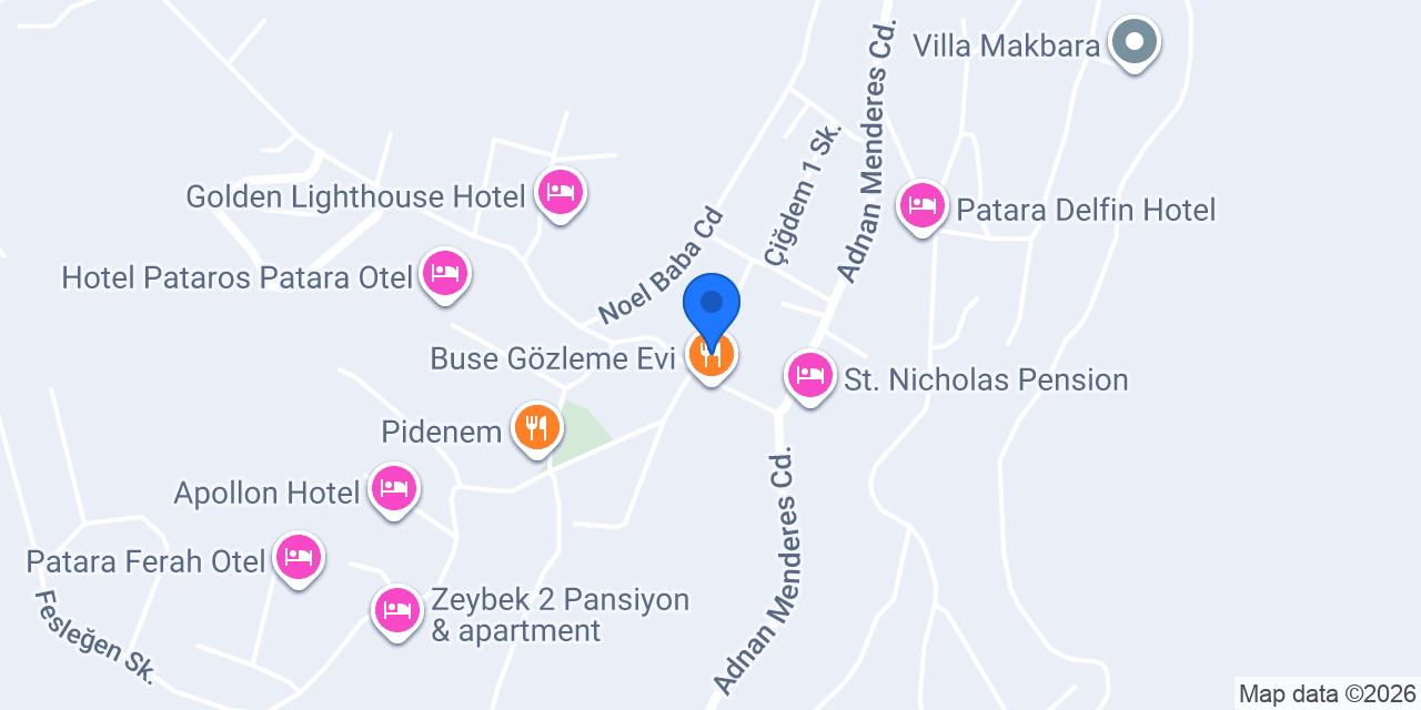 Patara Merkez Villa konumu