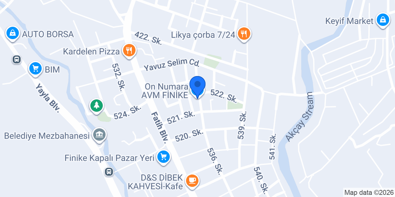 On Numara AVM FİNİKE konumu