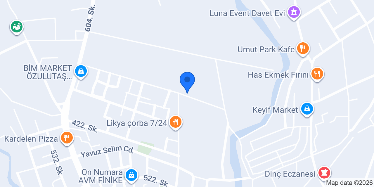 Finike Çınar Bungalov konumu