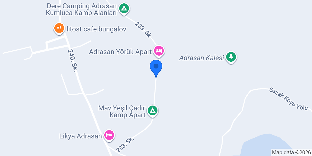 Adrasan ADATA Apart Bungalov Evleri konumu