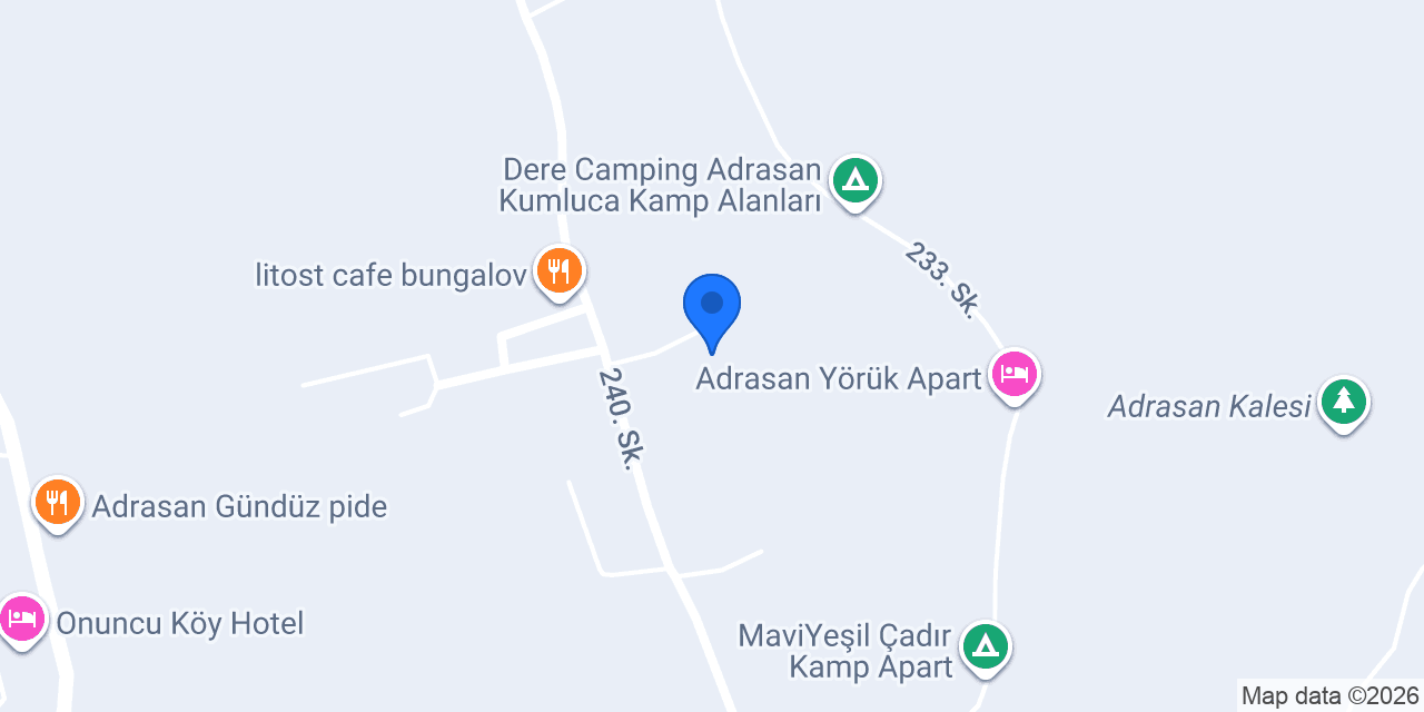 Adrasan Gizemli Bungalov konumu