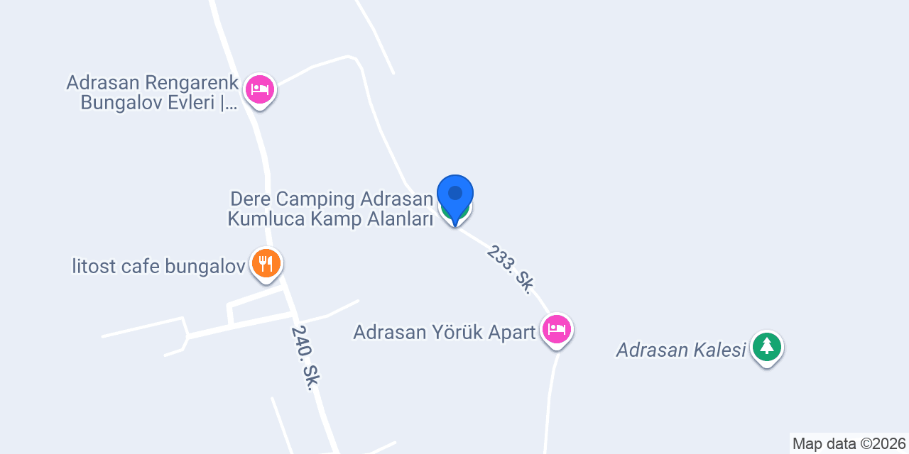 Dere Camping Adrasan Kumluca Kamp Alanları konumu