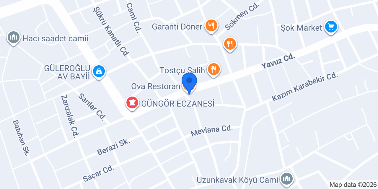 Ova Restoran konumu