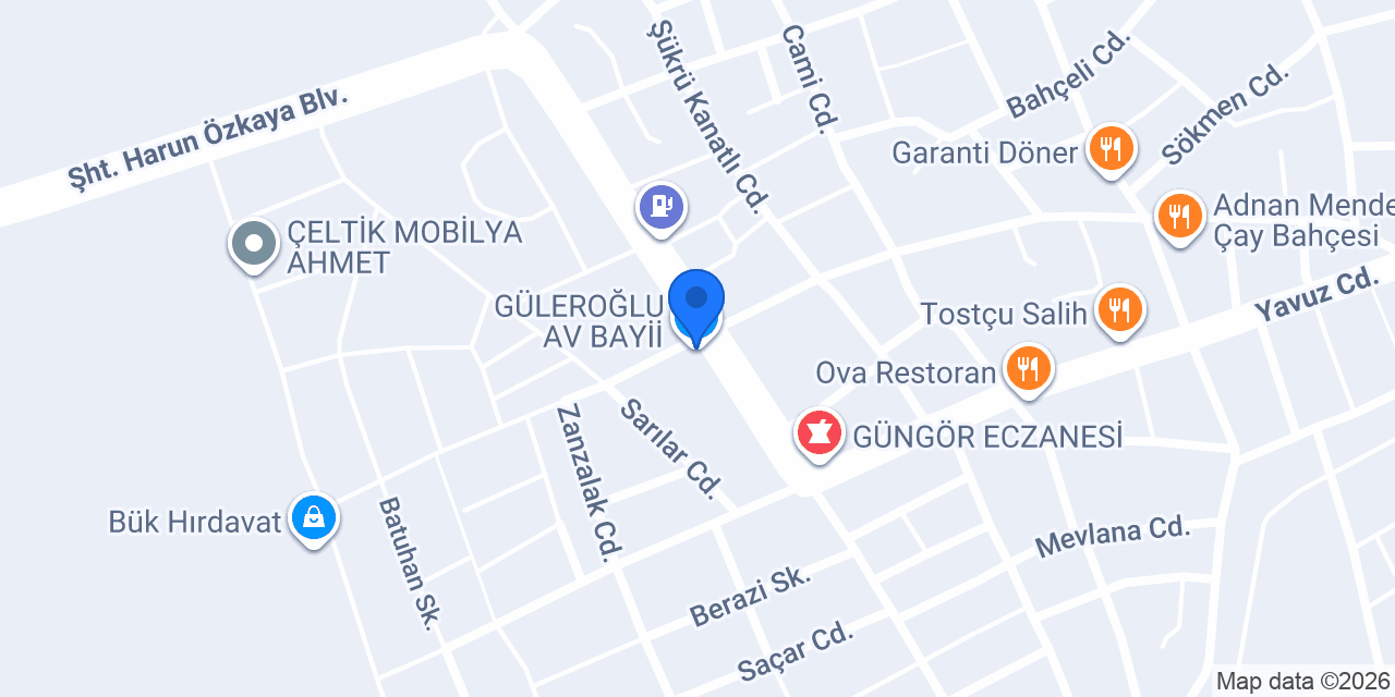 GÜLEROĞLU AV BAYİİ konumu