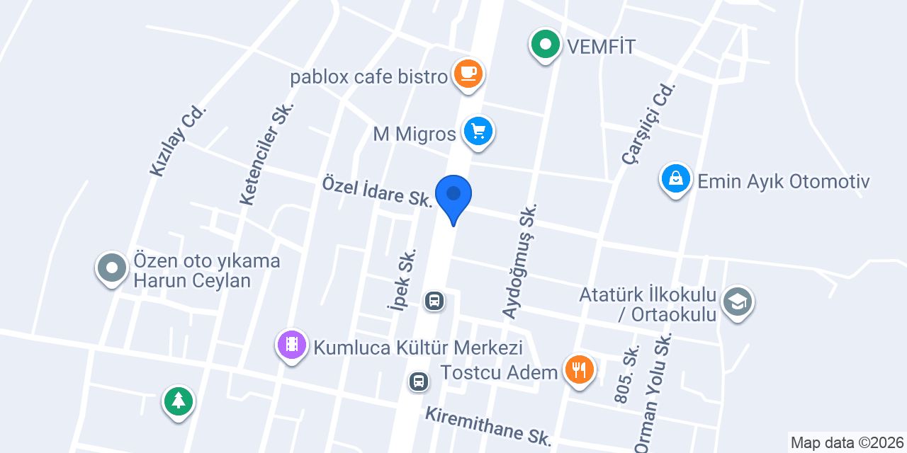 İnci Tulumba Kumluca Şubesi konumu