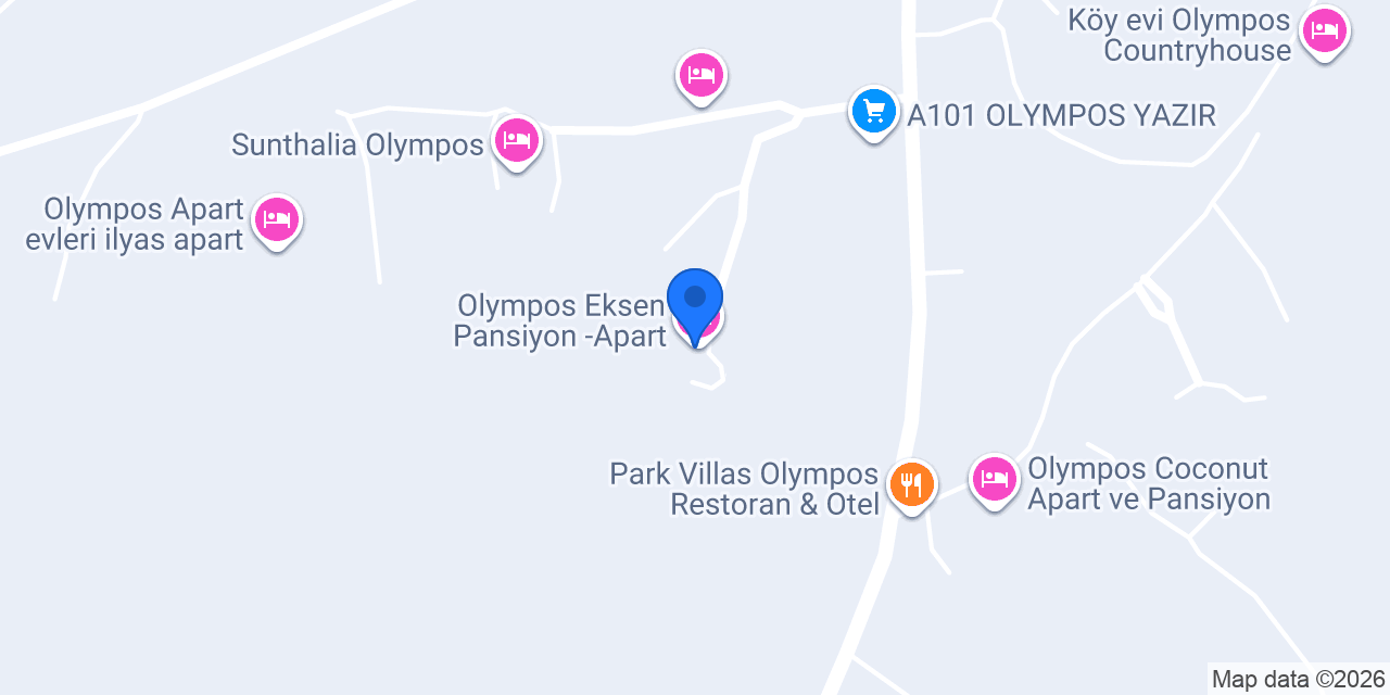 Olympos Eksen Pansiyon -Apart konumu