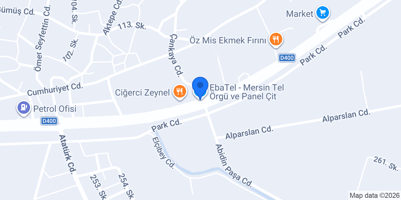 EbaTel - Mersin Tel Örgü ve Panel Çit konumu