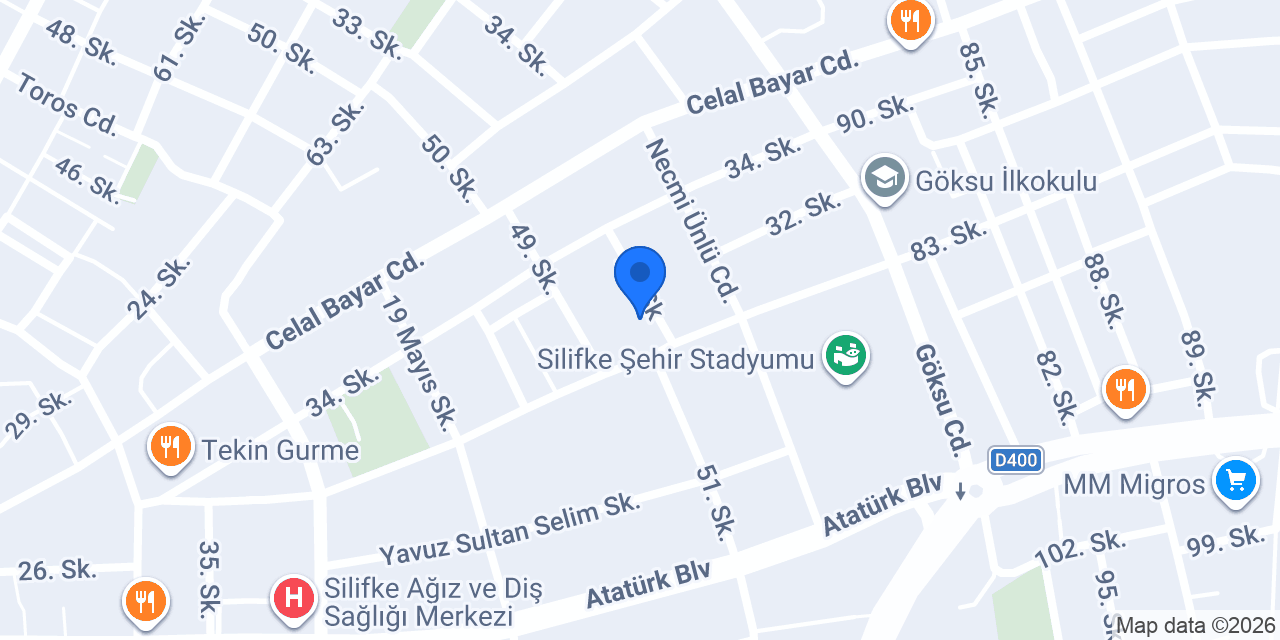 SAYAÇ AKADEMİ Silifke konumu