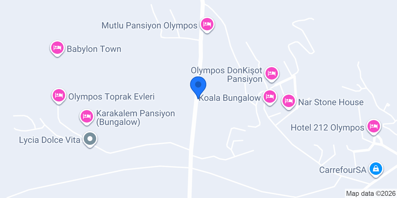 Acar Pansiyon Olympos konumu