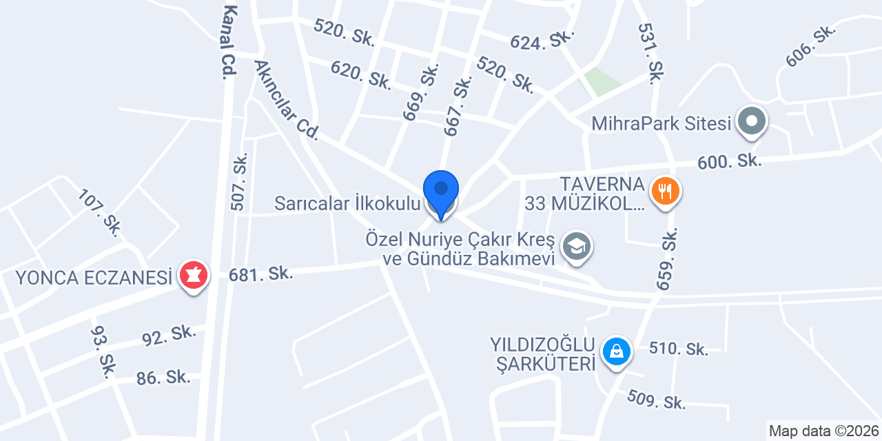 Sarıcalar İlkokulu konumu