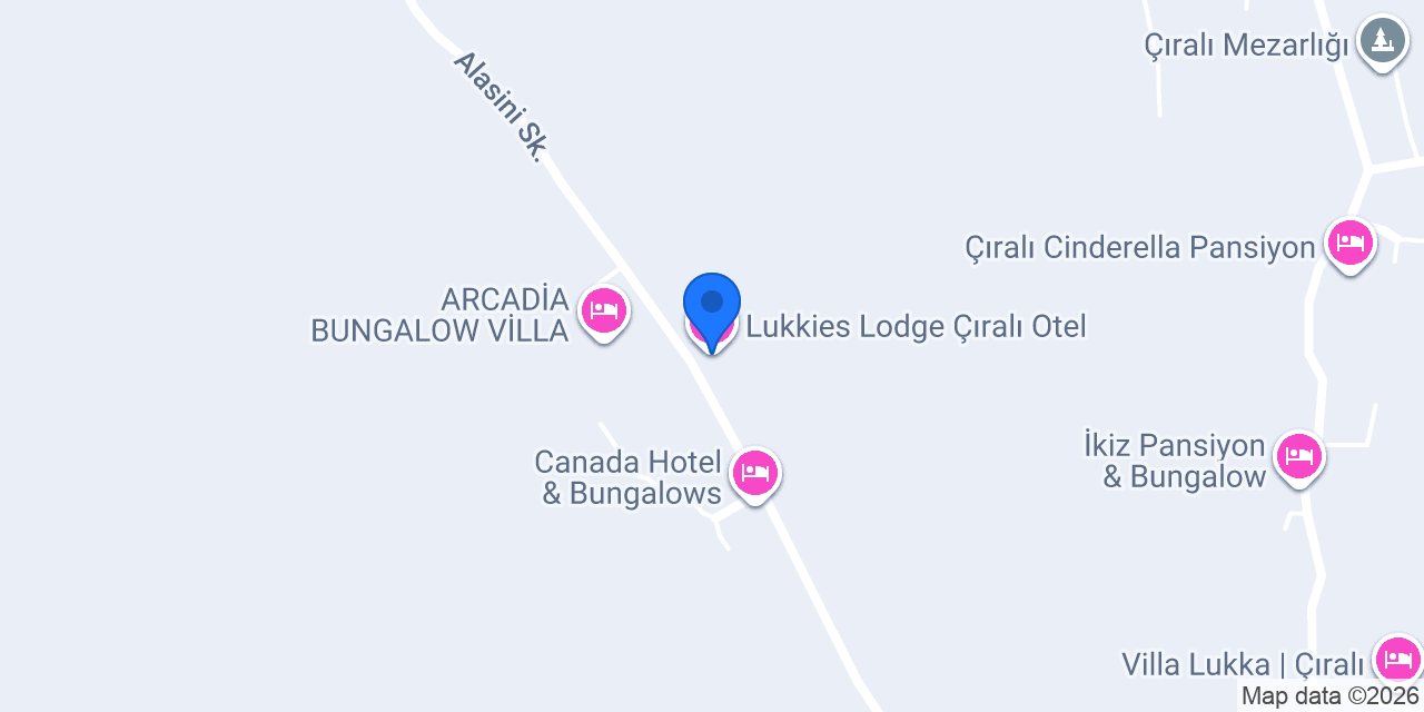 Lukkies Lodge Çıralı Otel konumu