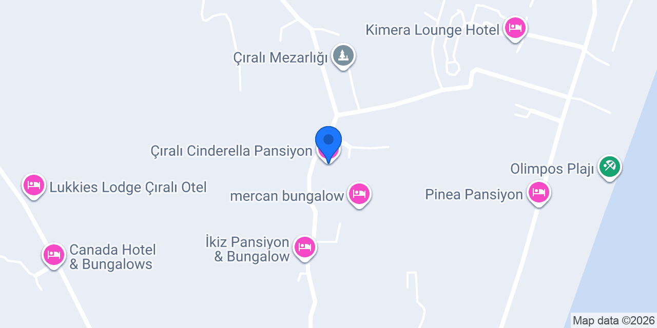 Çıralı Cinderella Pansiyon konumu