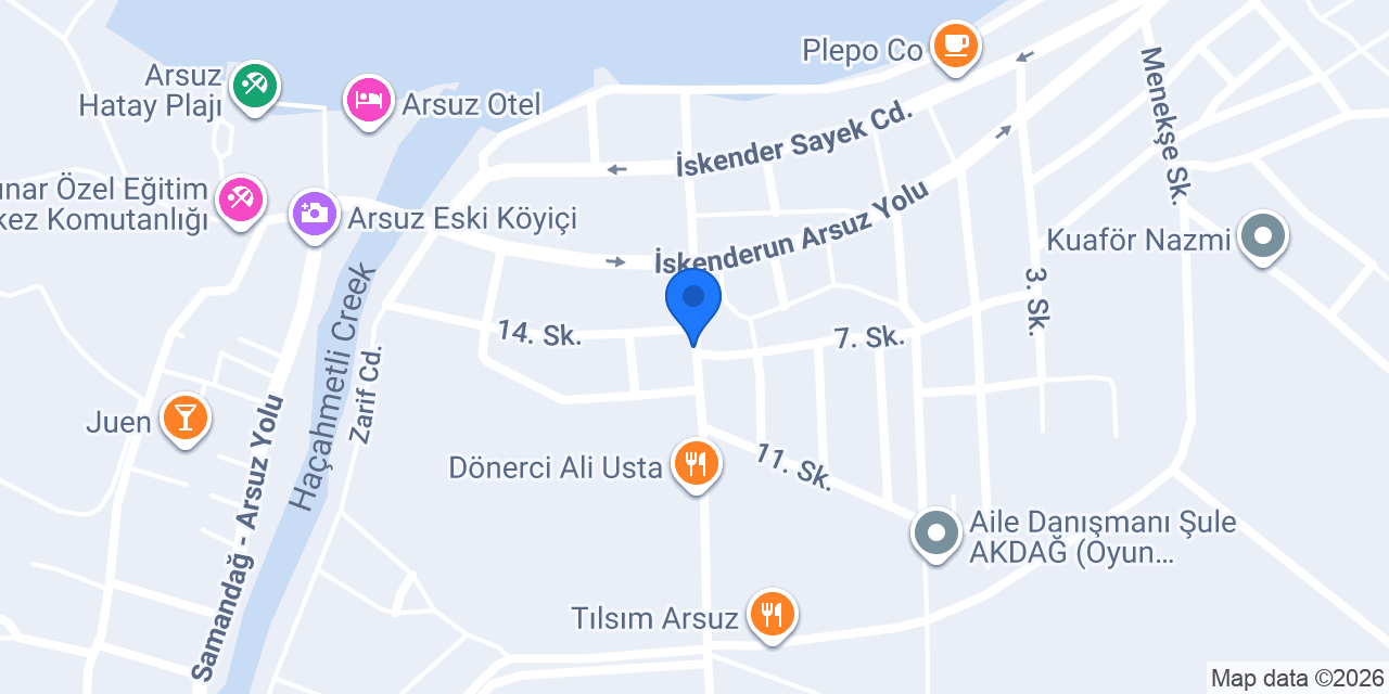 Arsuz hanımeli ev yemekleri konumu