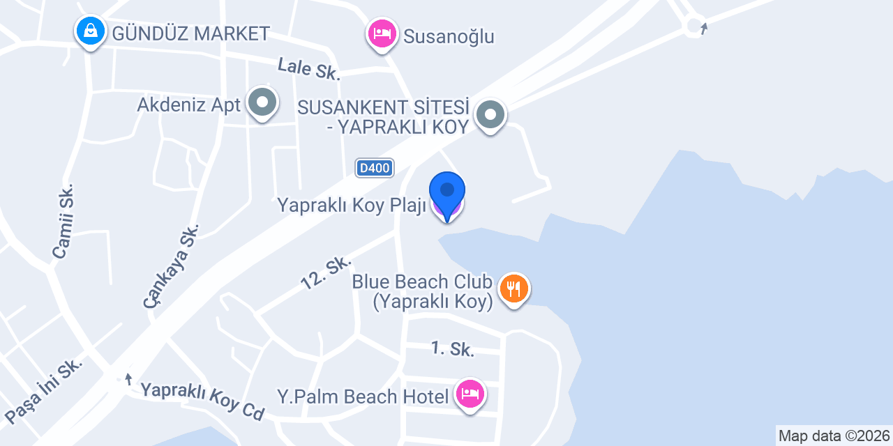 Yapraklı Koy Plajı konumu