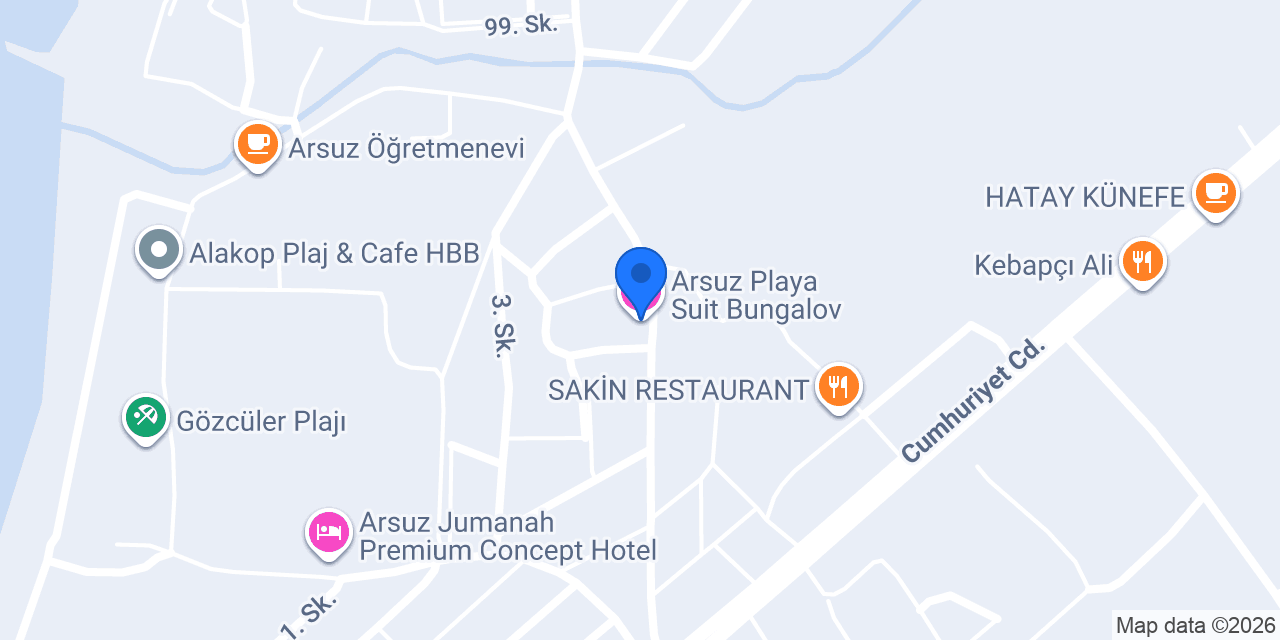 Arsuz Playa Suit Bungalov konumu